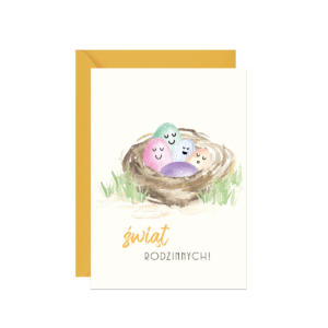 akwarelowa kartka wielkanocna pisanki