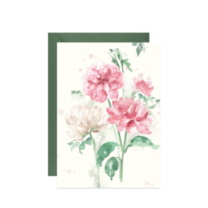 kartka z akwarelowymi piwoniami