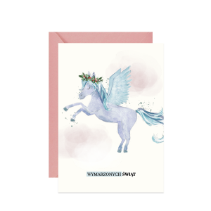 świąteczna kartka z życzeniami akwarelowy pegaz