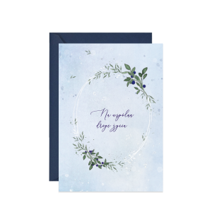 kartka z życzeniami na ślub z niebieską jagodą