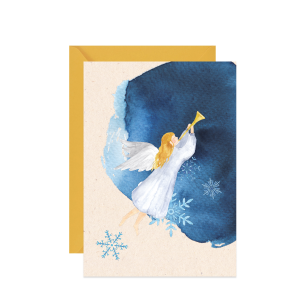 kartka świąteczna z akwarelowym aniołem gloria